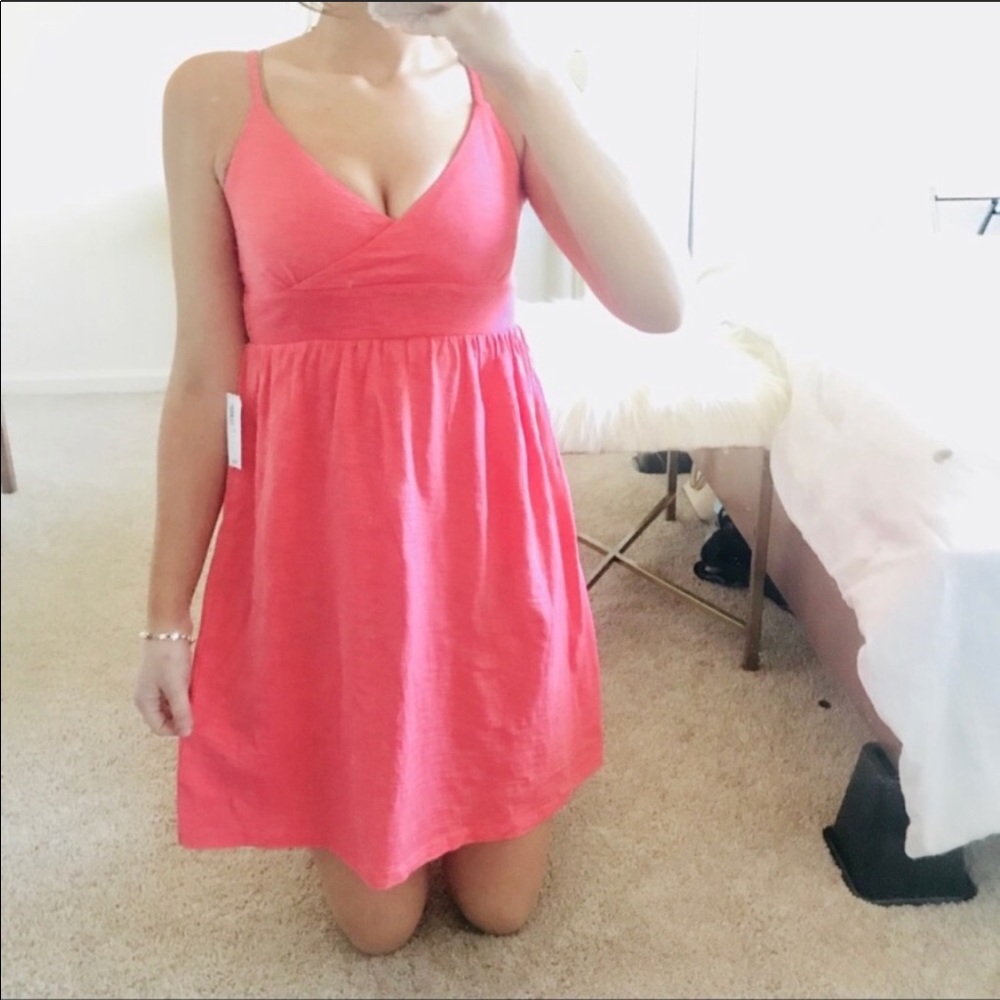 NWT old navy cotton coral v neck sleeveless dress
